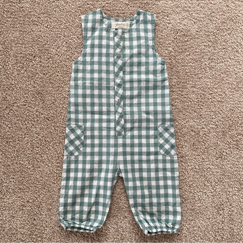 Pehr Green Gingham Baby Jumpsuit